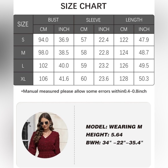 XL Women's Boho Maxi Dress Long Sleeve V Neck High Waisted - Picture 3 of 3